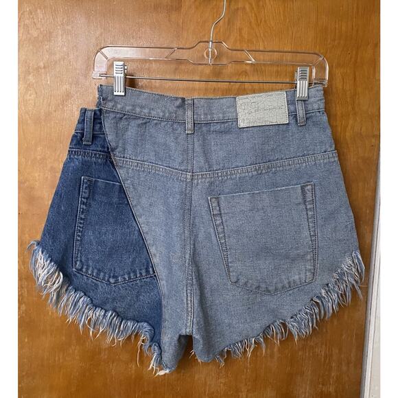 Free People ONE TEASPOON Rollers Jean Shorts Sz Thrashed Fray Asymmetrical 29 30 - Picture 2 of 6